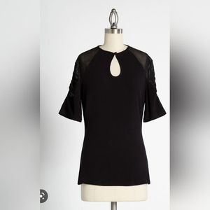 Voodoo Vixen Keyhole Blouse with Mesh Shoulders from Modcloth